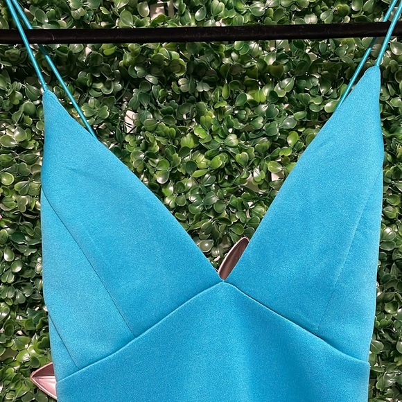 Teal Spaghetti Strap Flowy Dress - Stretchy with Zipper Bsck - Size XS/S - Picture 4 of 5